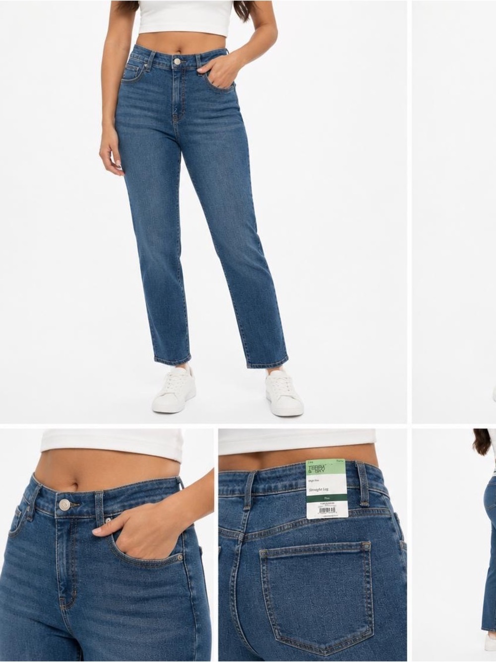 Terra & Sky Straight Leg Dark Blue Denim Jeans